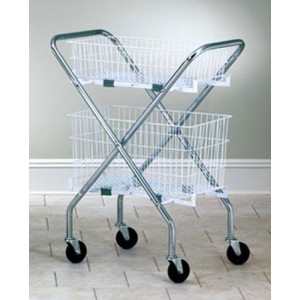 Folding Utility Hamper Cart With two(2) 6 Wire Baskets
